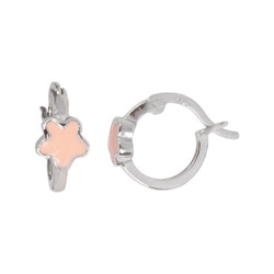 Babs Tilly Sterling Silver and Pink Enamel Star Huggie Earrings