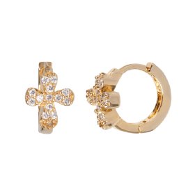 Babs Tilly Gold Vermeil and CZ Cross Earrings