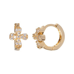 Earrings Baby Bling Street Babs Tilly Gold Vermeil And Cz Cross Earrings