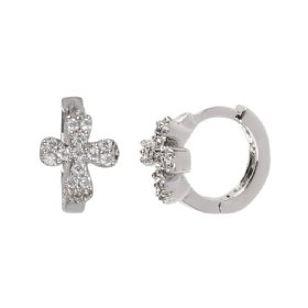 Babs Tilly Sterling Silver and CZ Cross Earrings