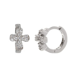 Babs Tilly Sterling Silver and CZ Cross Earrings