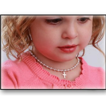 Babs Tilly "Kaitlin" Freshwater Pearl Necklace with Sterling Cross