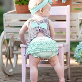 Ruffle Butts "Feather Fun" Swing Top Set for Baby Girls
