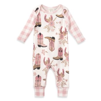 Tesa Babe "Cowgirl Boots" Baby Girl Long Sleeve Romper