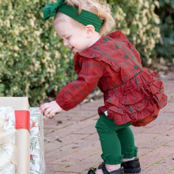 Ruffle Butts "Noel" Plaid Holiday Bubble Romper for Baby Girls