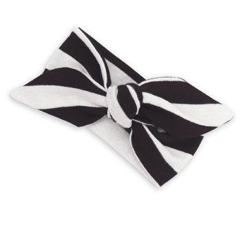 Tesa Babe Black and White Striped "Lucy Bow" Headband for Baby Girls 
