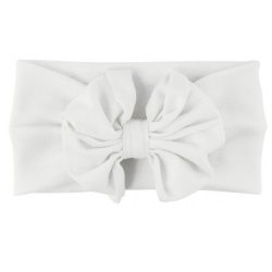 Ruffle Butts Headband with Big Bow for Baby Girls in White