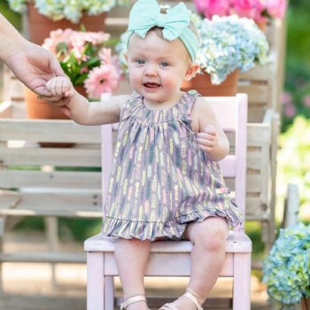 Ruffle Butts "Feather Fun" Swing Top Set for Baby Girls