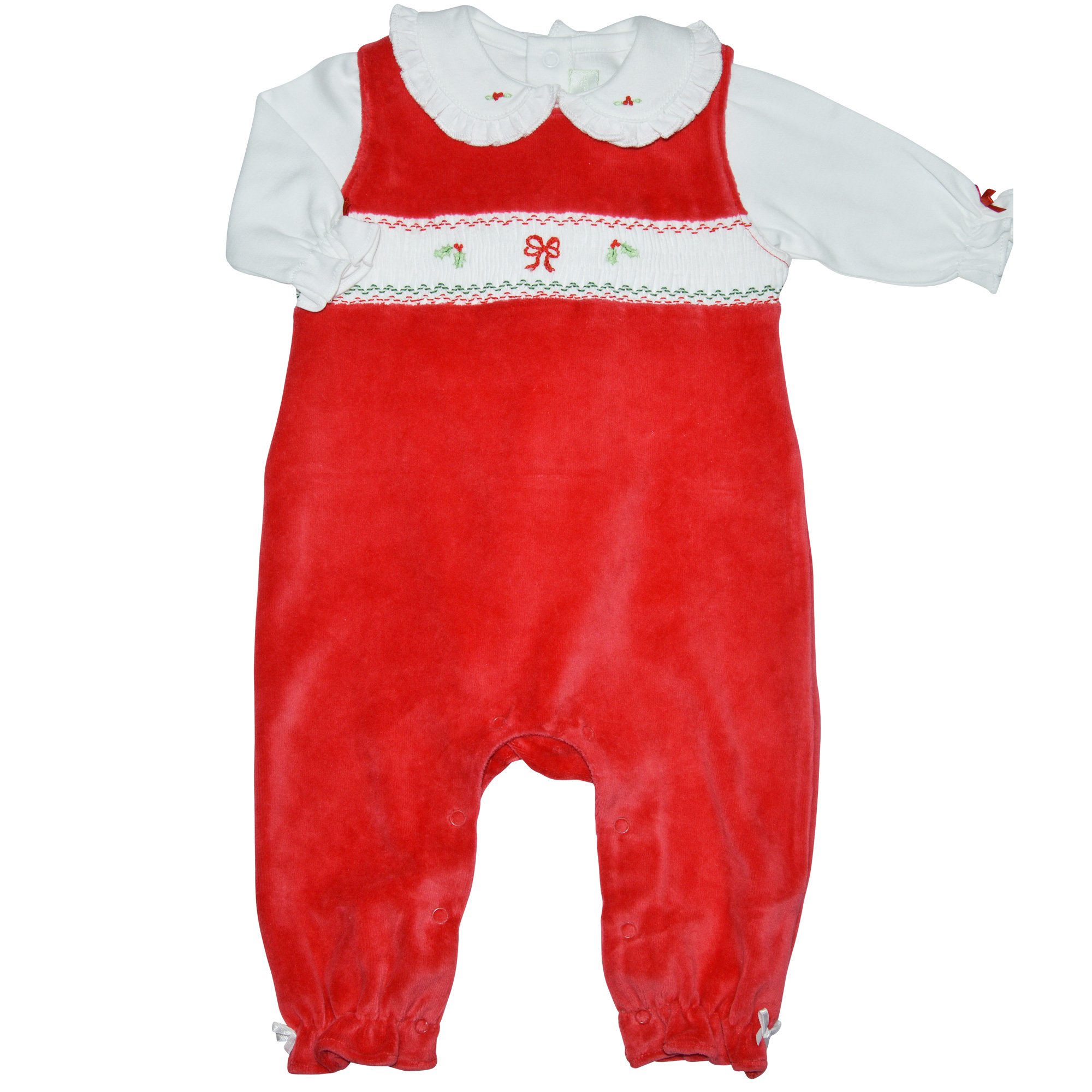 Baby Threads Holly & Bows 2 Pc. Romper Set