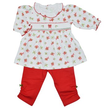 Baby Threads "Holly & Bows" 2 Pc. Tunic and Legging Set