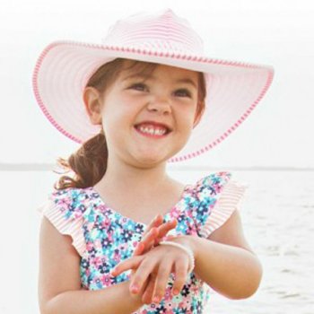 Ruffle Butts Pink Seersucker Swim Hat For Baby and Toddlers