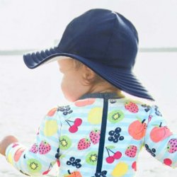 Ruffle Butts Navy Blue Wide Brim Swim Hat