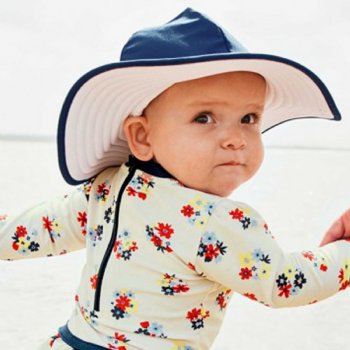 Ruffle Butts Navy Blue Wide Brim Swim Hat