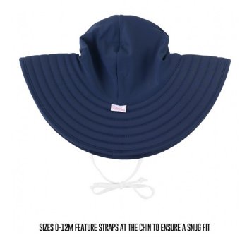 Ruffle Butts Navy Blue Wide Brim Swim Hat