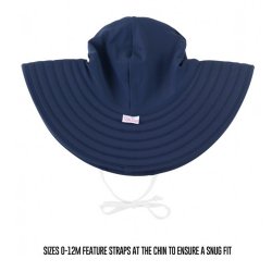 Ruffle Butts Navy Blue Wide Brim Swim Hat