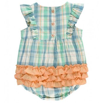 Ruffle Butts "Hampton Plaid" Bubble Romper for Baby Girls