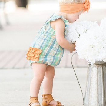 Ruffle Butts "Hampton Plaid" Bubble Romper for Baby Girls