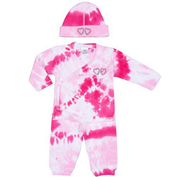 Baby Steps "Roses" 3-pc. Hot Pink & Light Pink Tie-Die Set with Hearts