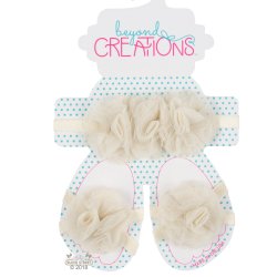 Beyond Creations Antique White Tulle Flowers Headband and Sandal Set