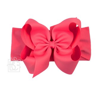 Beyond Creations 5.5" Fuchsia Grosgrain Ribbon Bow on Wide Headband 