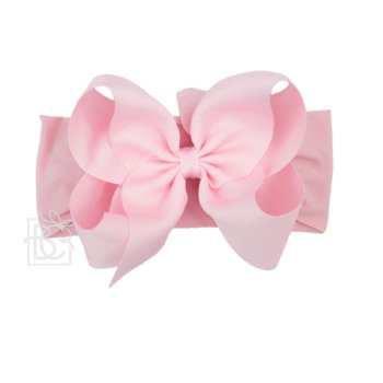 Beyond Creations 5.5" Pink Grosgrain Ribbon Bow on Wide Headband 
