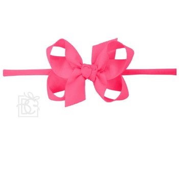 Beyond Creations 4.5" Fuchsia Grosgrain Ribbon Bow on Soft Stretch Headband 