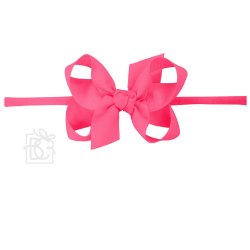 Beyond Creations 4.5" Fuchsia Grosgrain Ribbon Bow on Soft Stretch Headband 