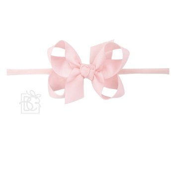 Beyond Creations 4.5" Pink Grosgrain Ribbon Bow on Soft Stretch Headband 