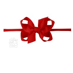 Beyond Creations 4.5" Red Grosgrain Ribbon Bow on Soft Stretch Headband 