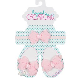 Beyond Creations Light Pink Double Ruffle Headband and Sandal Set