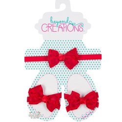 Beyond Creations Red Double Ruffle Headband and Sandal Set