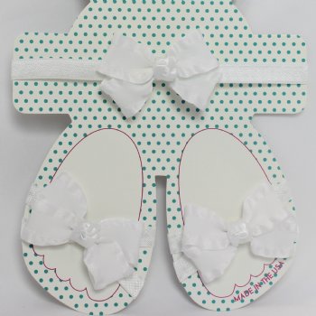 Beyond Creations White Double Ruffle Headband and Sandal Set