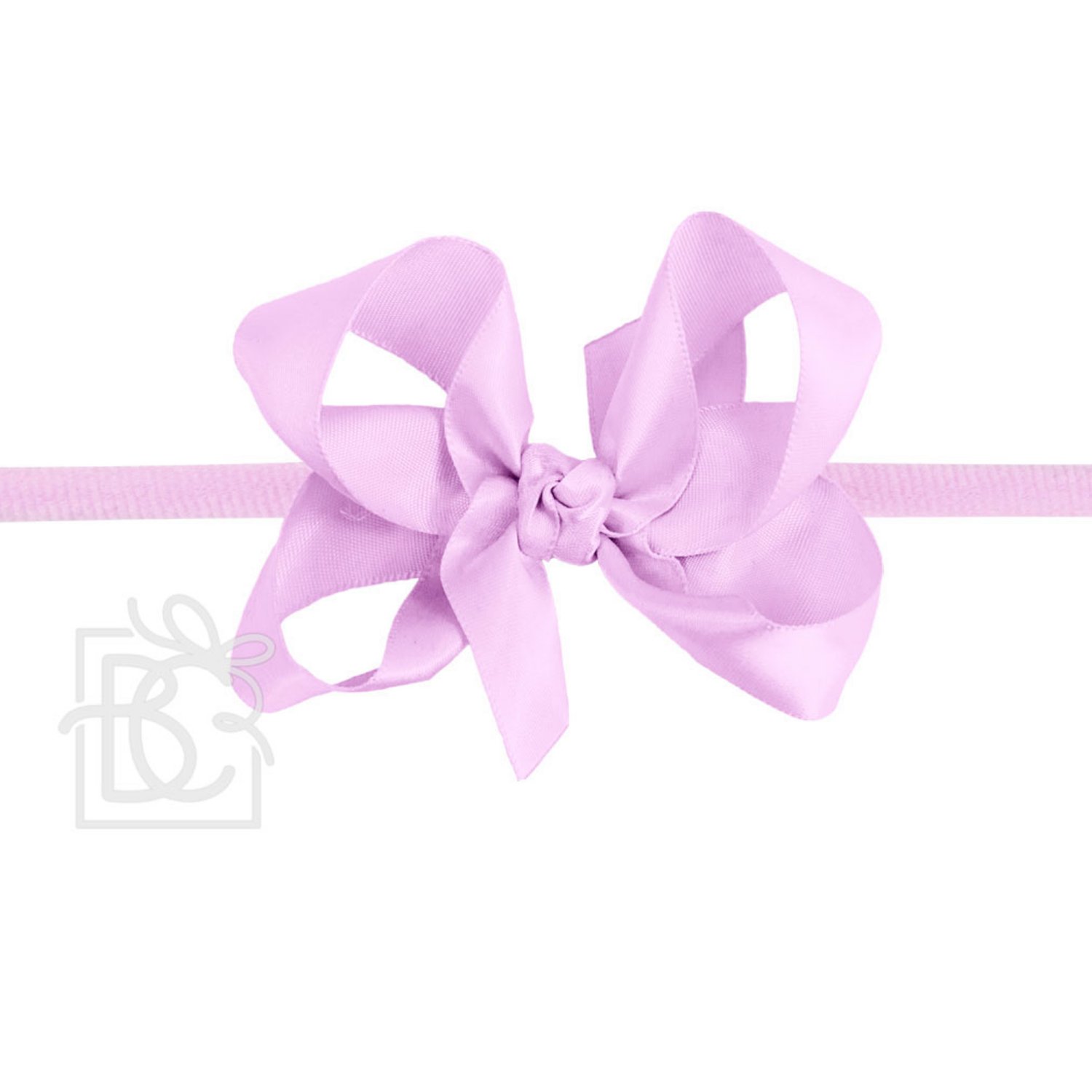 Beyond Creations 3.5 Pink Satin Bow on Soft Stretch Headband