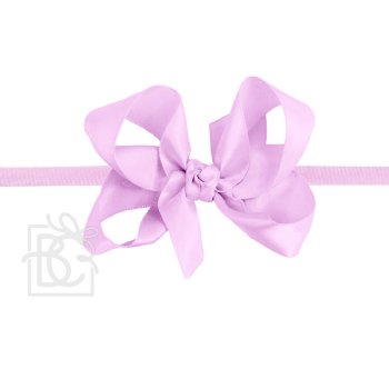 Beyond Creations 3.5" Lavender Satin Bow on Soft Stretch Headband 