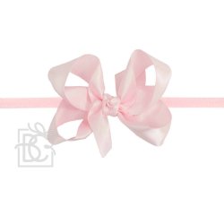 Beyond Creations 3.5" Pink Satin Bow on Soft Stretch Headband 