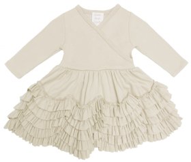 Lemon Loves Layette "Jada" Dress for Newborns and Baby Girls in Eggnog Beige