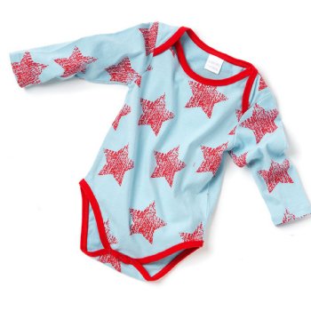 Blade & Rose Blue with Red Star Onesie for Baby Boys & Girls