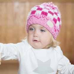 Blade & Rose Pink and White Checkered Pompom Bobble Hat