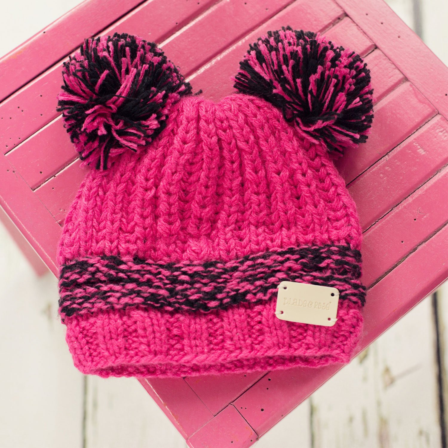 hot pink bobble hat