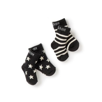 Blade & Rose "Pow!" 2 Pair Black and Gold Star and Stripe Socks