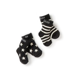 Blade & Rose "Pow!" 2 Pair Black and Gold Star and Stripe Socks