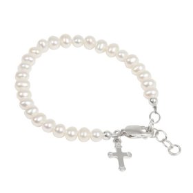 Babs Tilly "Lacey" Pearl and Sterling Silver Cross Bracelet