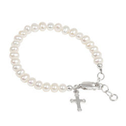 Babs Tilly "Lacey" Pearl and Sterling Silver Cross Bracelet