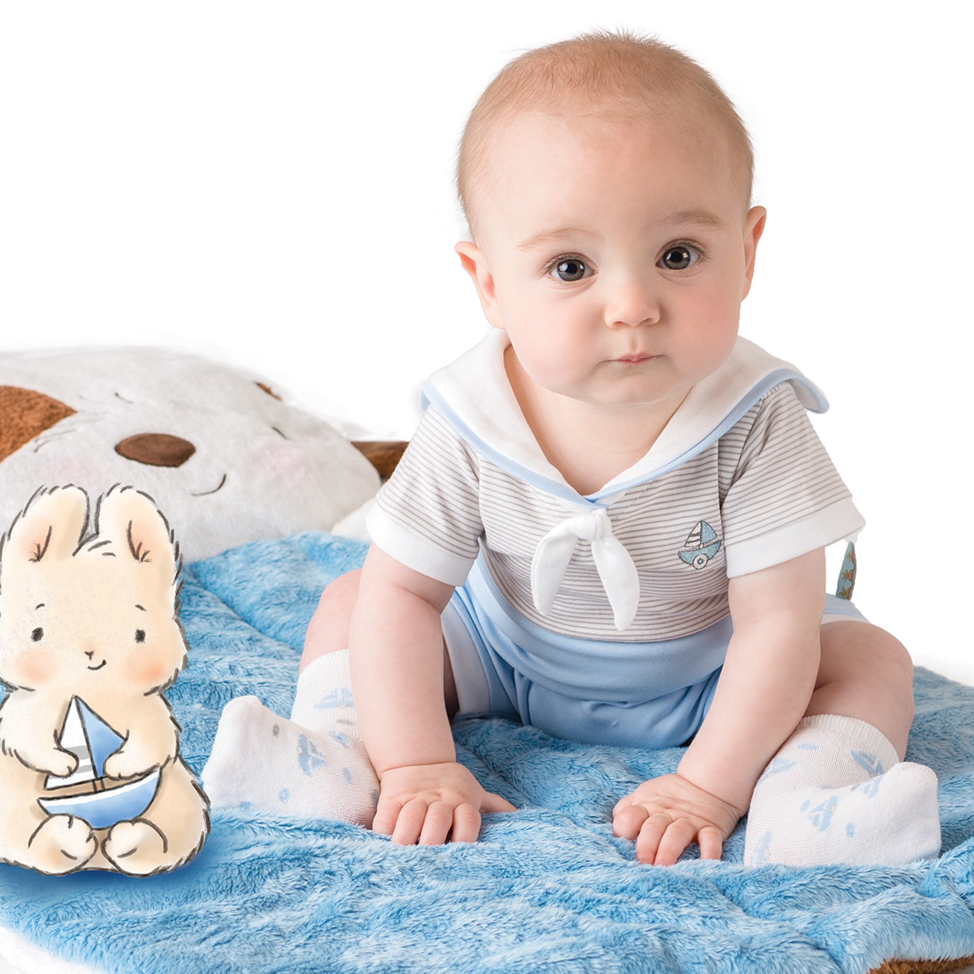 Bunnies By The Bay Sailor Bud Romper for Baby Boys