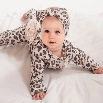 Charlie's Project Little Snuggles Leopard Print Romper & Headband Set