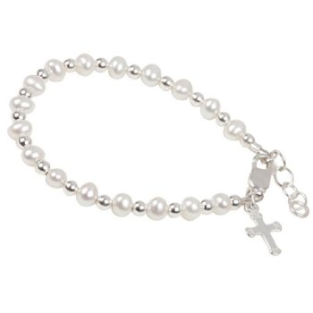 Babs Tilly "Kaitlin" Pearl and Sterling Silver Cross Bracelet