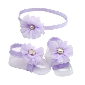 Cherished Moments Baby Barefoot Sandal and Headband Set -Lavender