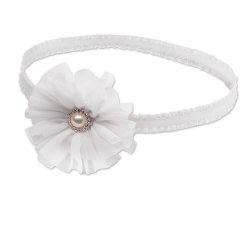 Cherished Moments White Headband with Jeweled Center