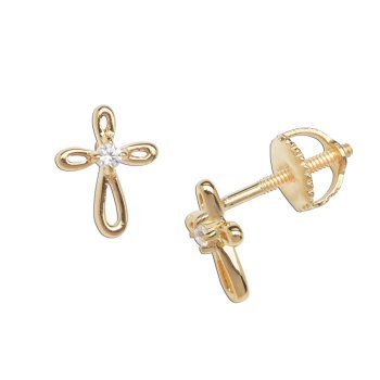 Cherished Moments 14K Gold-Plated Infinity Cross Earrings