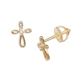 Cherished Moments 14K Gold-Plated Infinity Cross Earrings